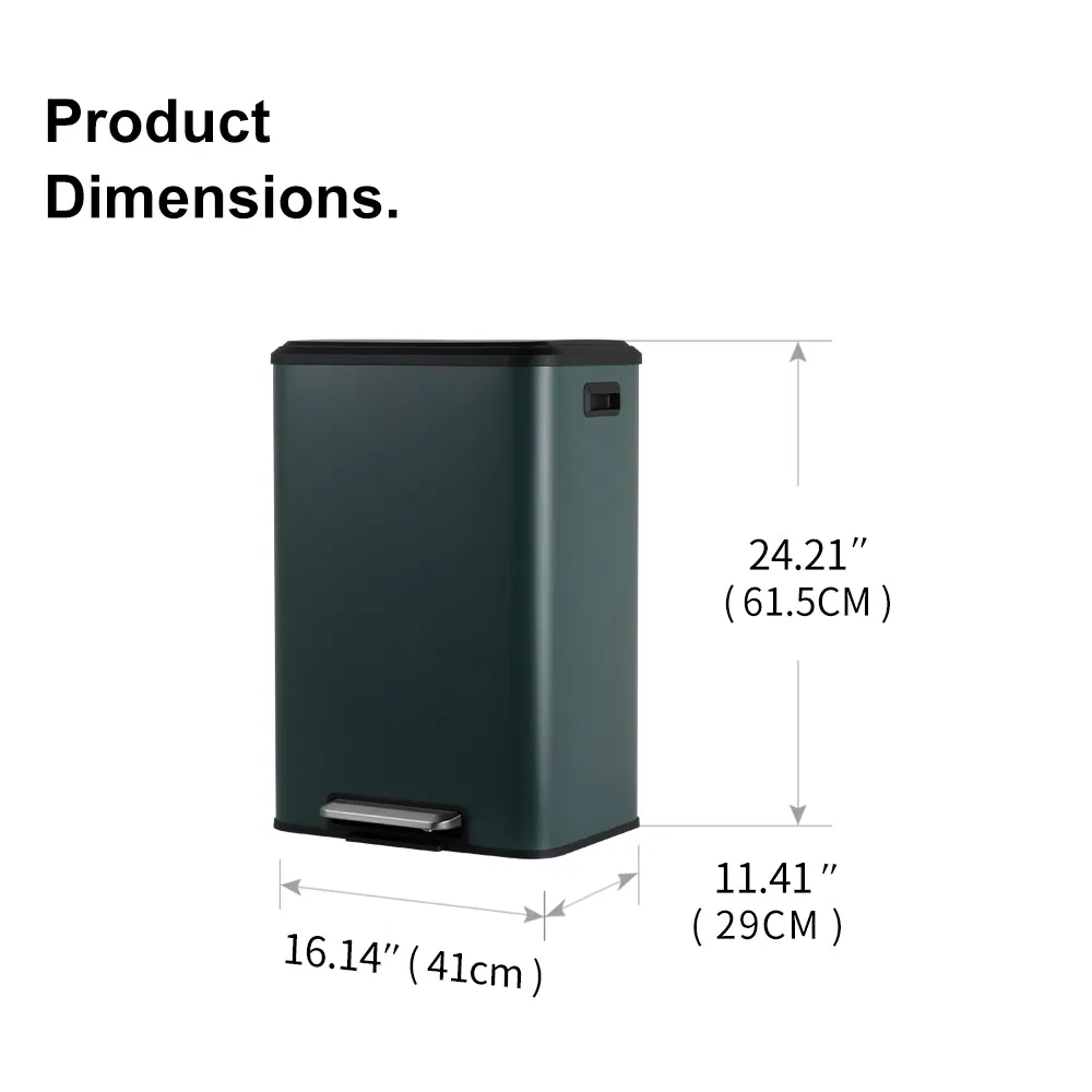 Прямоугольная педальная урна 30 л с мягкой крышкой