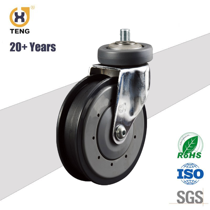 Factory Flat Stem Swivel Shopping Cart Caster Four Dish Elevator Trolley Wheel 5 Inch Castor