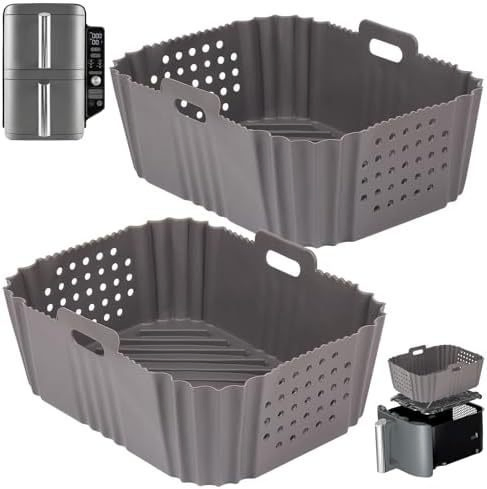 Reusable Silicone Air Fryer Basket Liner for Ninja SL401 Double Stack XL Air Fryer, Non-Stick Heat Resistant Air Fryer Accessories