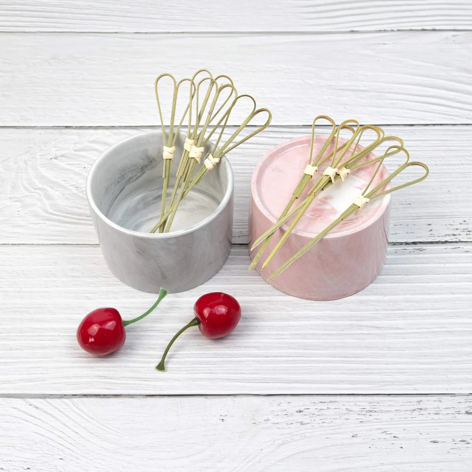 Fruit Cake Dessert Drinking Use Bamboo Sticks Skewers for Party Knot Skewer