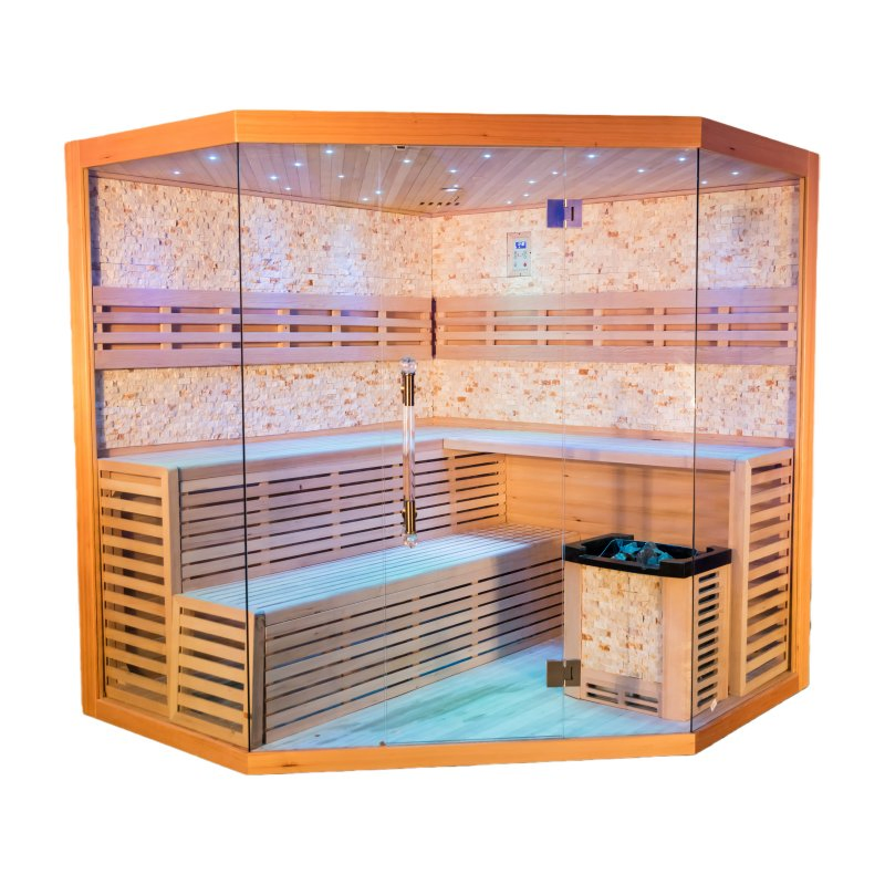 OEM/ODM Family Garden Cabin Traditional Wet Steam Outdoor Wood Sauna Room with Shower