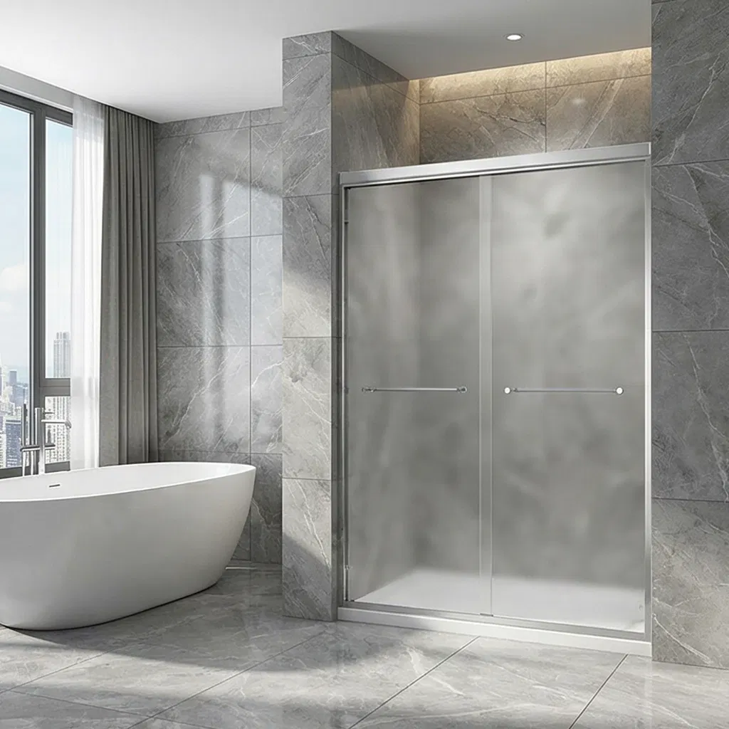 Durable 6mm by Pass Shower Door with Easy Cleaning Design