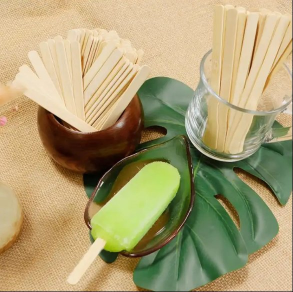 Eco Friendly Custom Packaging Bamboo Ice Cream Stick Popsicle Sticks