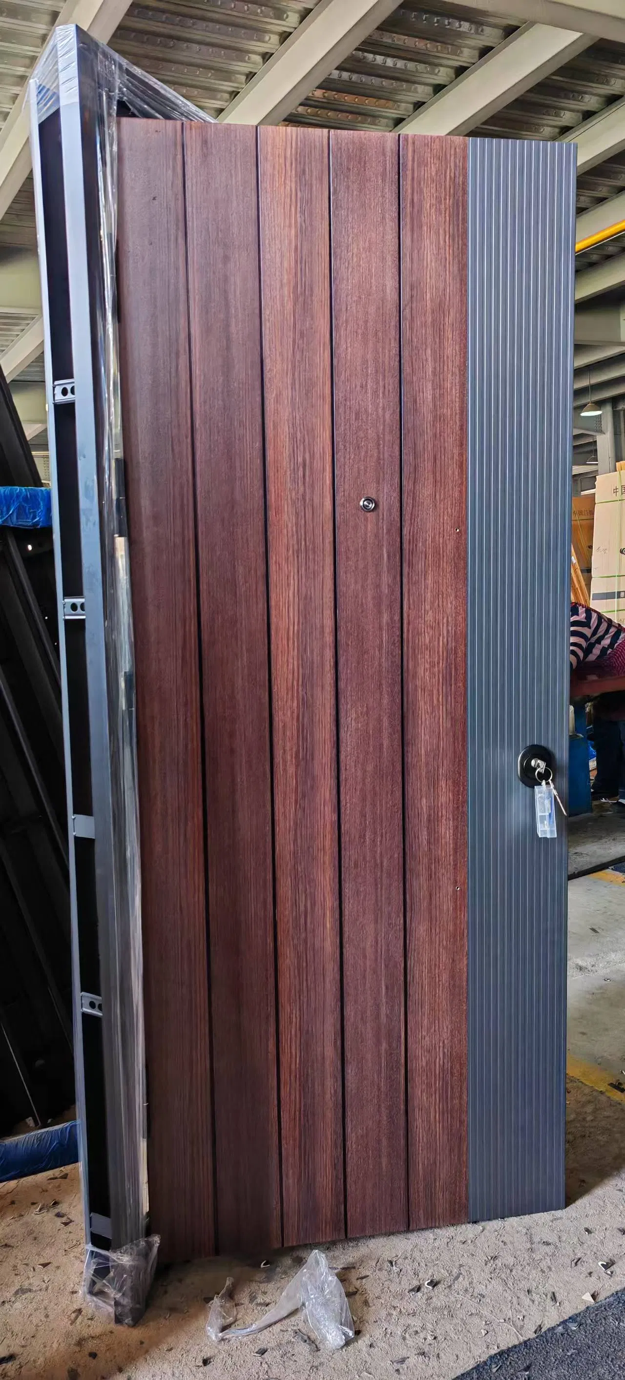 New Italian Design Entrance Exterior Iron Metal Security Steel Door 3FT 4FT Wooden Styles for House