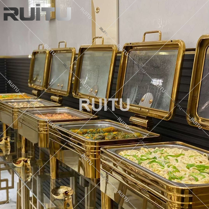 Other Hotel & Restaurant Supplies Buffet Accessories Stainless Steel Electric or Fuel Heating Food Warmer 6L Chaffing Dishes Catering Serving Gold Chafing Dish