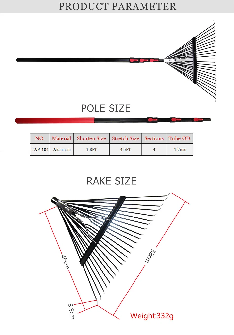 Retractable Wire Extension Leaf Rake Dead Leaf Rake