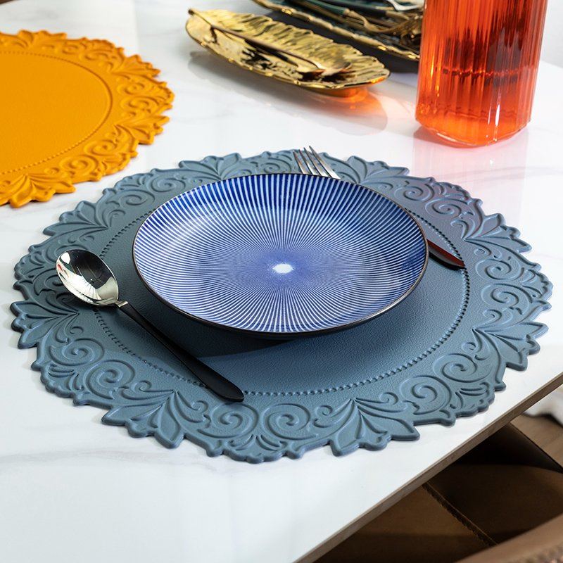 PVC Placemat Leather Vintage Table Mat European Creative Heat Insulation Mat Nordic Waterproof