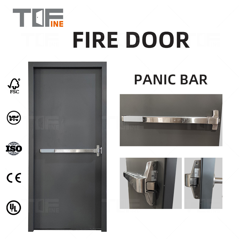 UK Custom Interior Chinese Black Hotel Steel Fire Rated Residential Door for Houses Guest Rooms Office Escape Passage Certified