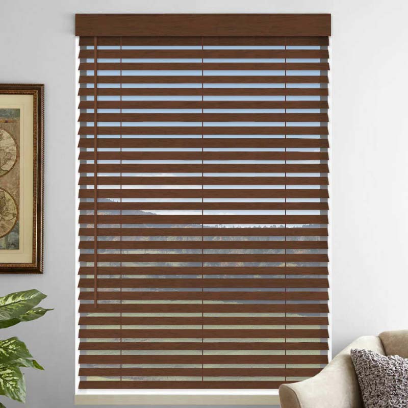 Decorative 2-Inch PVC Faux Wood Blinds Customized Window Covering