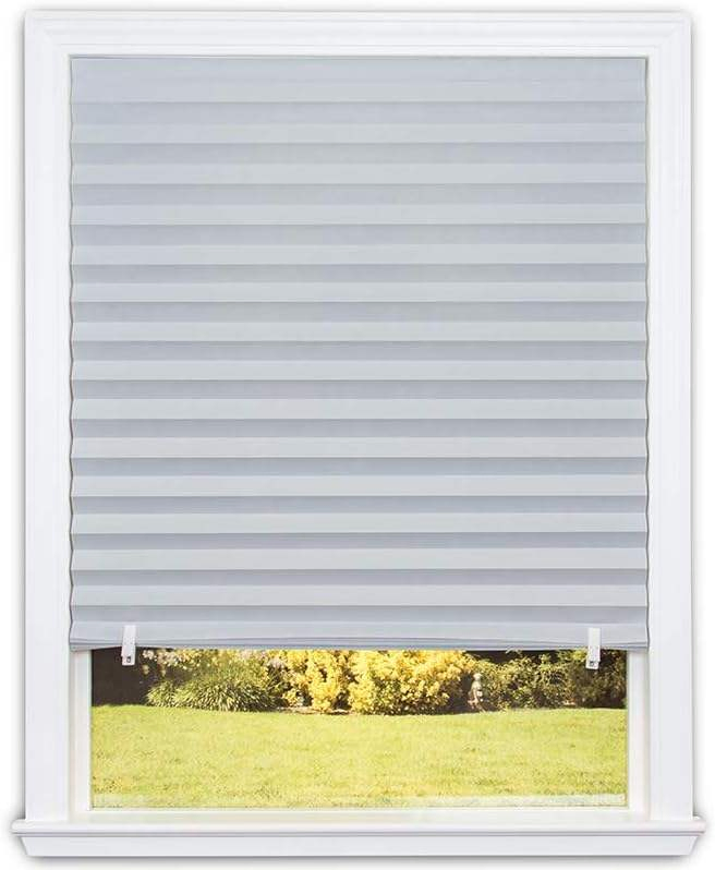 No Drill Blackout Pleated Paper Shades Easy Lift Trim-at Home Applied