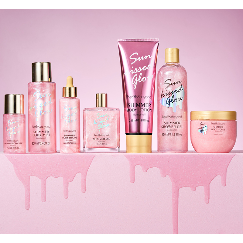 Custom Logo Vegan Bliw Oil Bronze Glitter Shine Shimmer Body Care Set