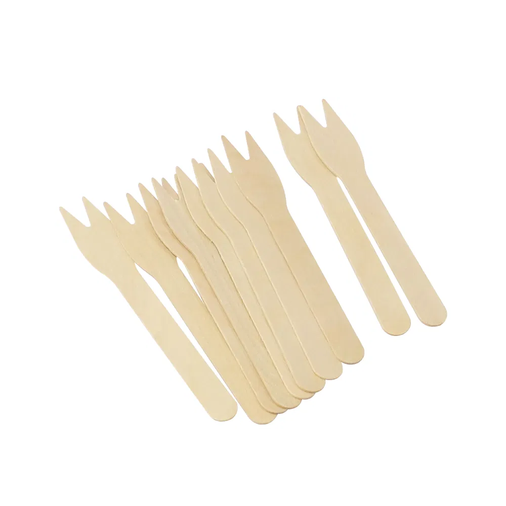 Eco Disposable Restaurant 85mm French Fries Dessert Mini Wooden Fruit Fork