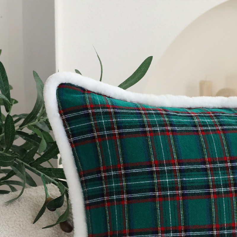 Dairui Christmas Plaid Fluffy Pillow Covers Cozy Sofa Cushions Holiday Home Decor Festive Throw Pillows for Living Room Wholesale