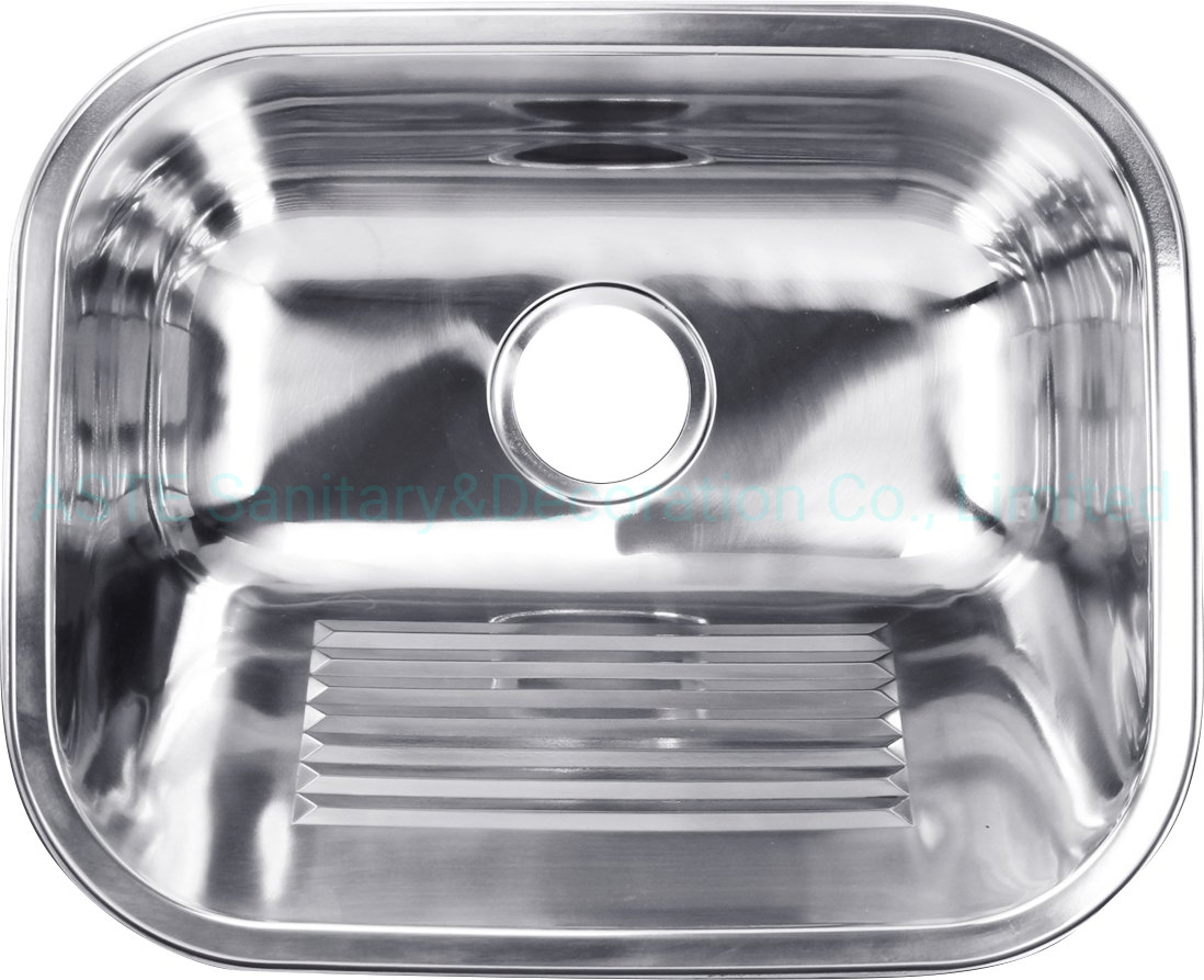Top Over Above Mount 55× 45 Cm Pressing Drawing Stretched Stainless Steel Single Bowl Laundry Sink Basin Ly5545A