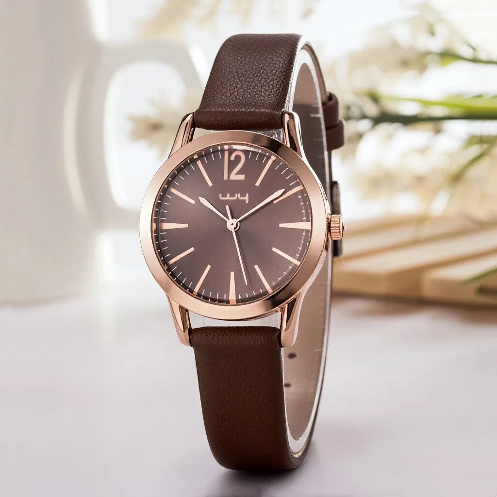 Customize Leather Strap Alloy Case Casual Quartz Wrist Watches (WY-114A)