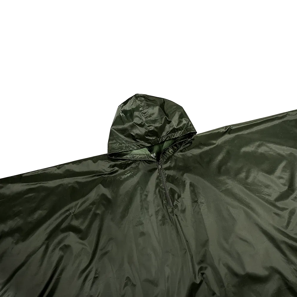 Olive Green Combat Raincoat 210t Polyester Oxford PVC Coating Tactical Soldier Poncho