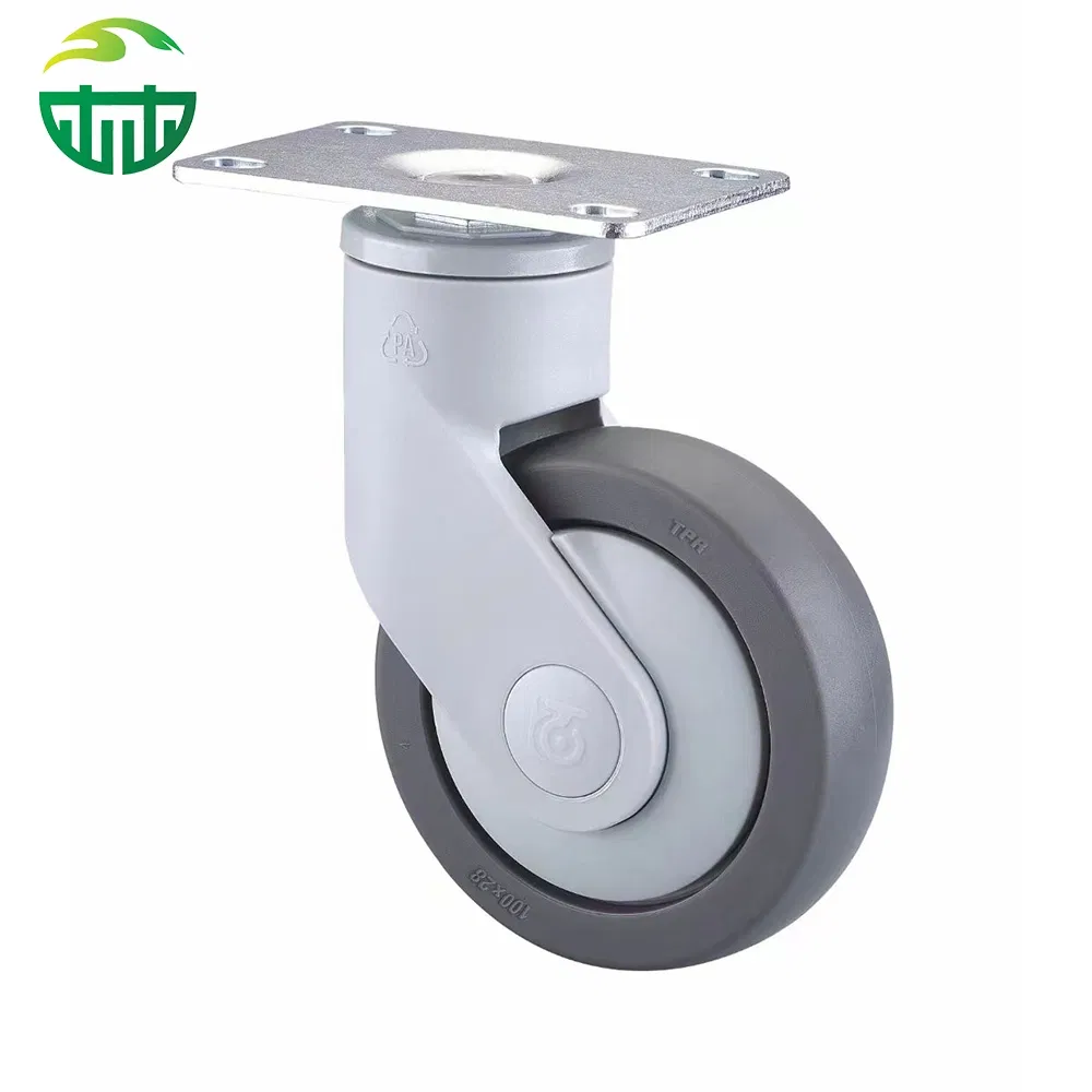 Thermoplastic Rubber Casters Wheel with Swivel Plates for Medical Trolleys