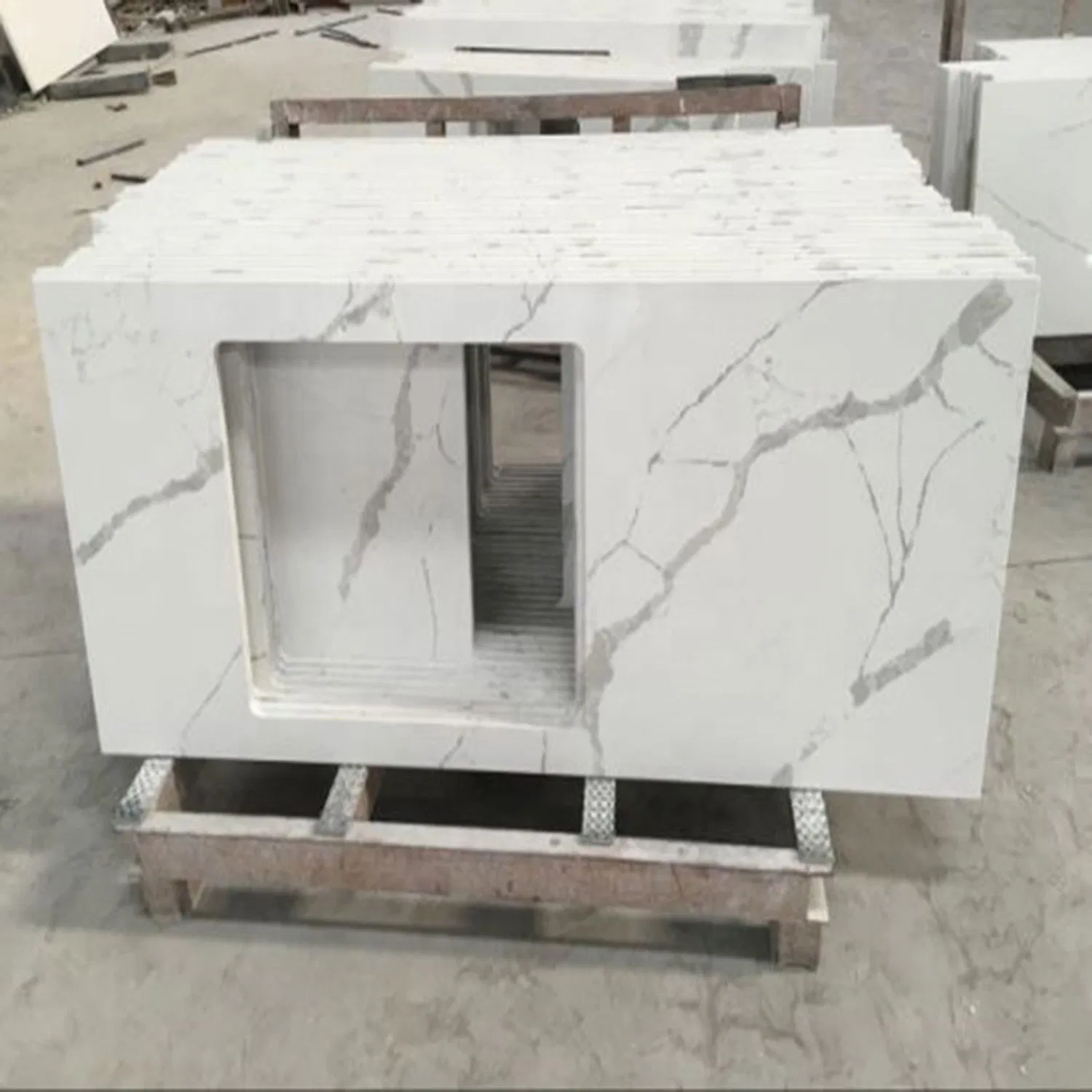 Calacatta/Carrara/Grey/Pure White Quartz Kitchen/Bathroom/Island Countertops Cut-to-Size Building Engineering