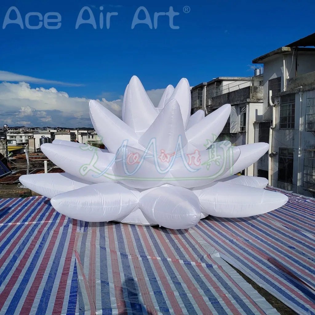 LED Lights Ground 5m Dia Inflatable Lotus Flower for Outdoor Decoration Advertising