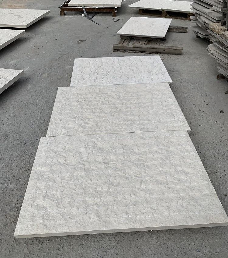 Natural Split Surface White Limestone Marble Wall Cladding Tile for Indoor /Outdoor Facade Decoration
