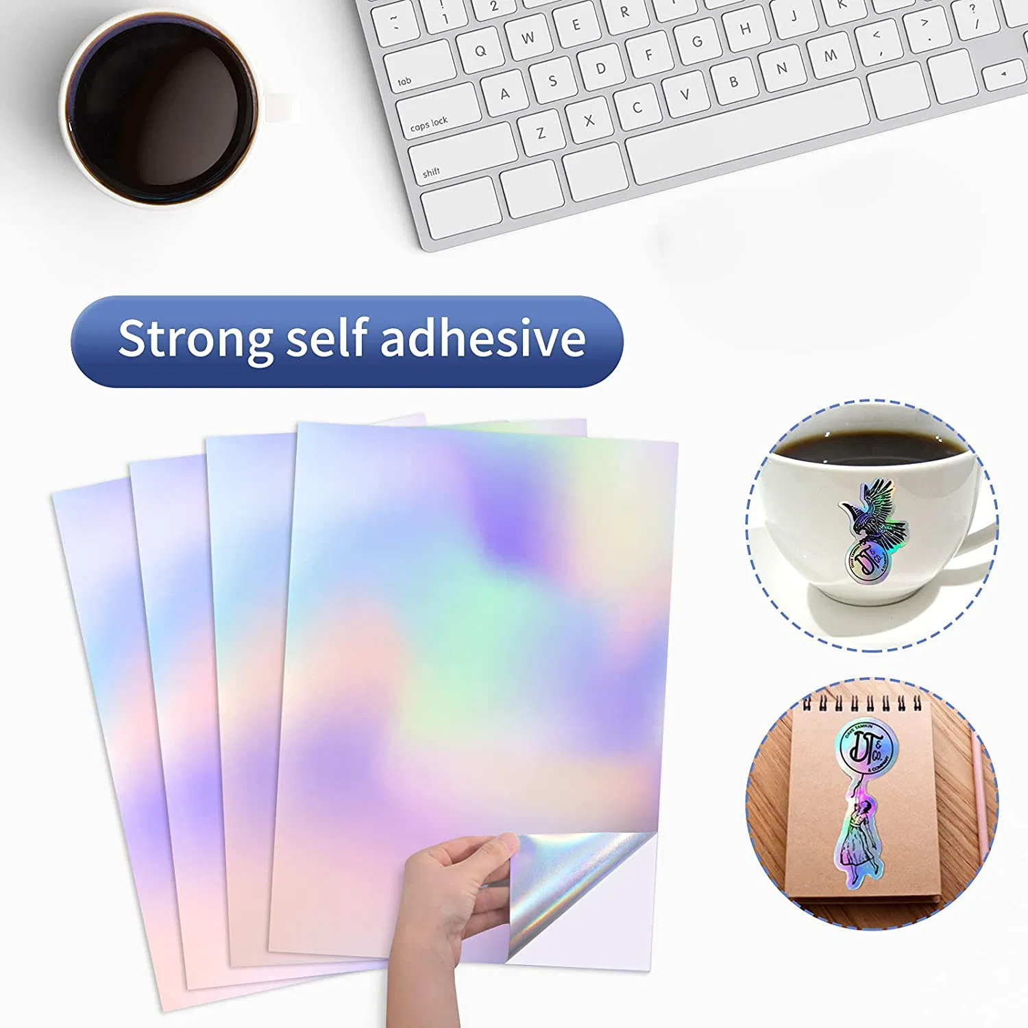 Opaque Aluminum Foil Rightint Carton Adhesive Label Holographic Sticker Paper