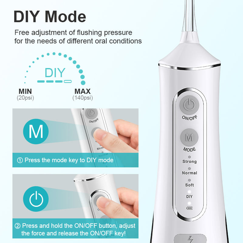 300ml Ipx7 Waterproof Rechargeable Teeth Cleaning Oral Irrigator Water Flosser