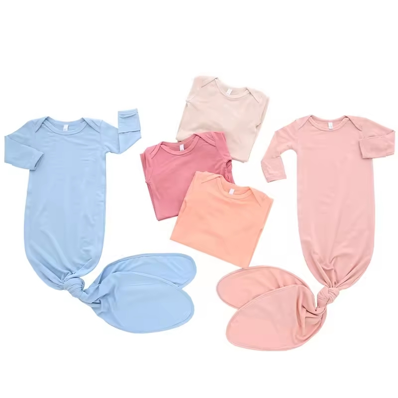 Sleep Bags & Single Knot Hat Set Bamboo Newborn Baby Sleeping Gown