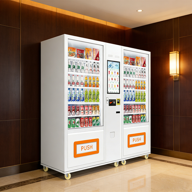 Smart Glass Front Beverage Snack Vending Machine with Cash Coin Card Payment