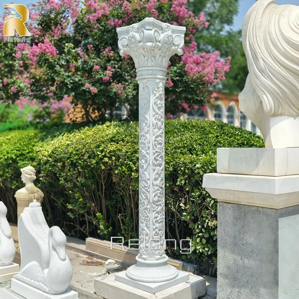 Exquisite Decorative Natural Stone Carving Pillar Marble Roman Column