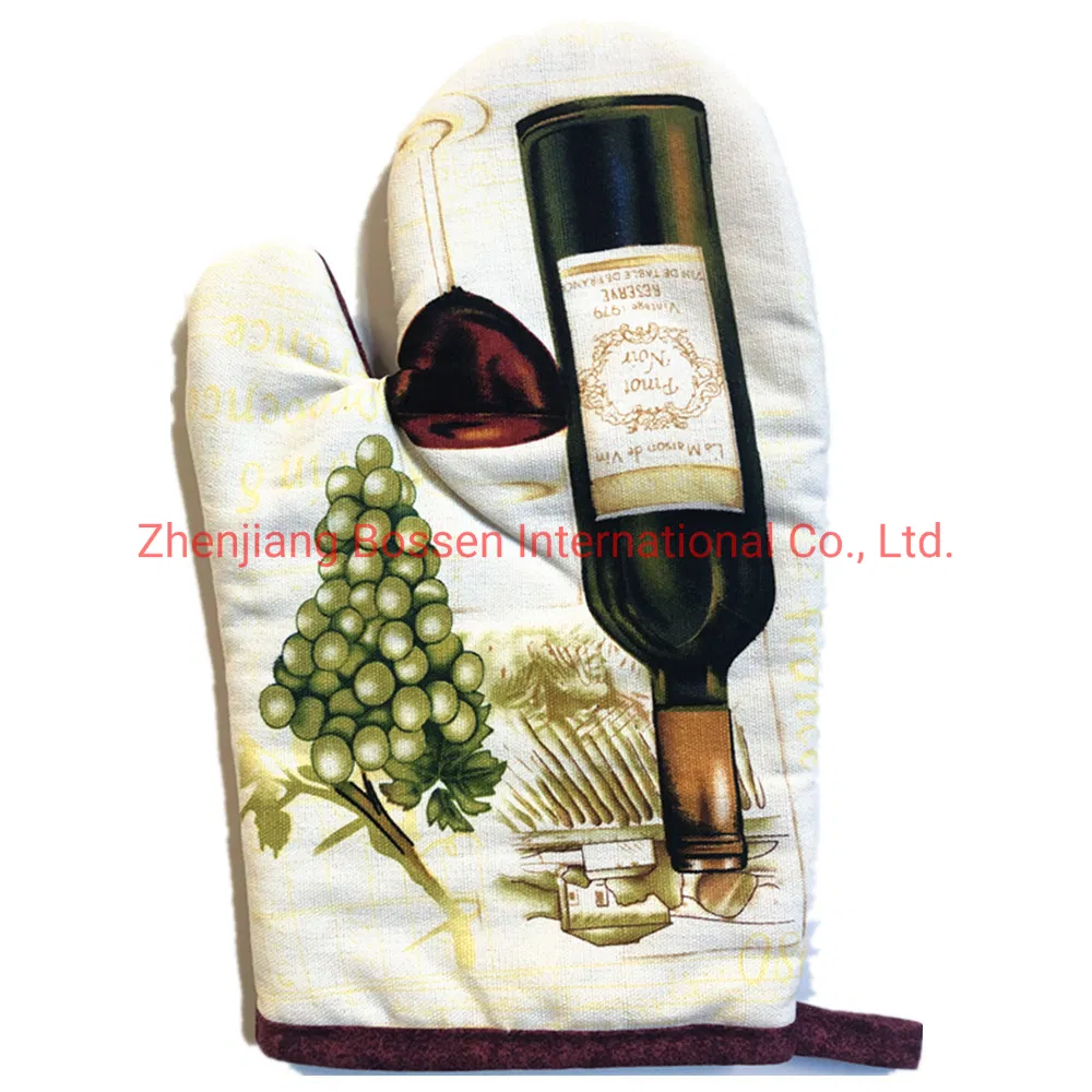 Customized Print Cheap Polyester Cotton Oven Mitten Oven Glove Mitts