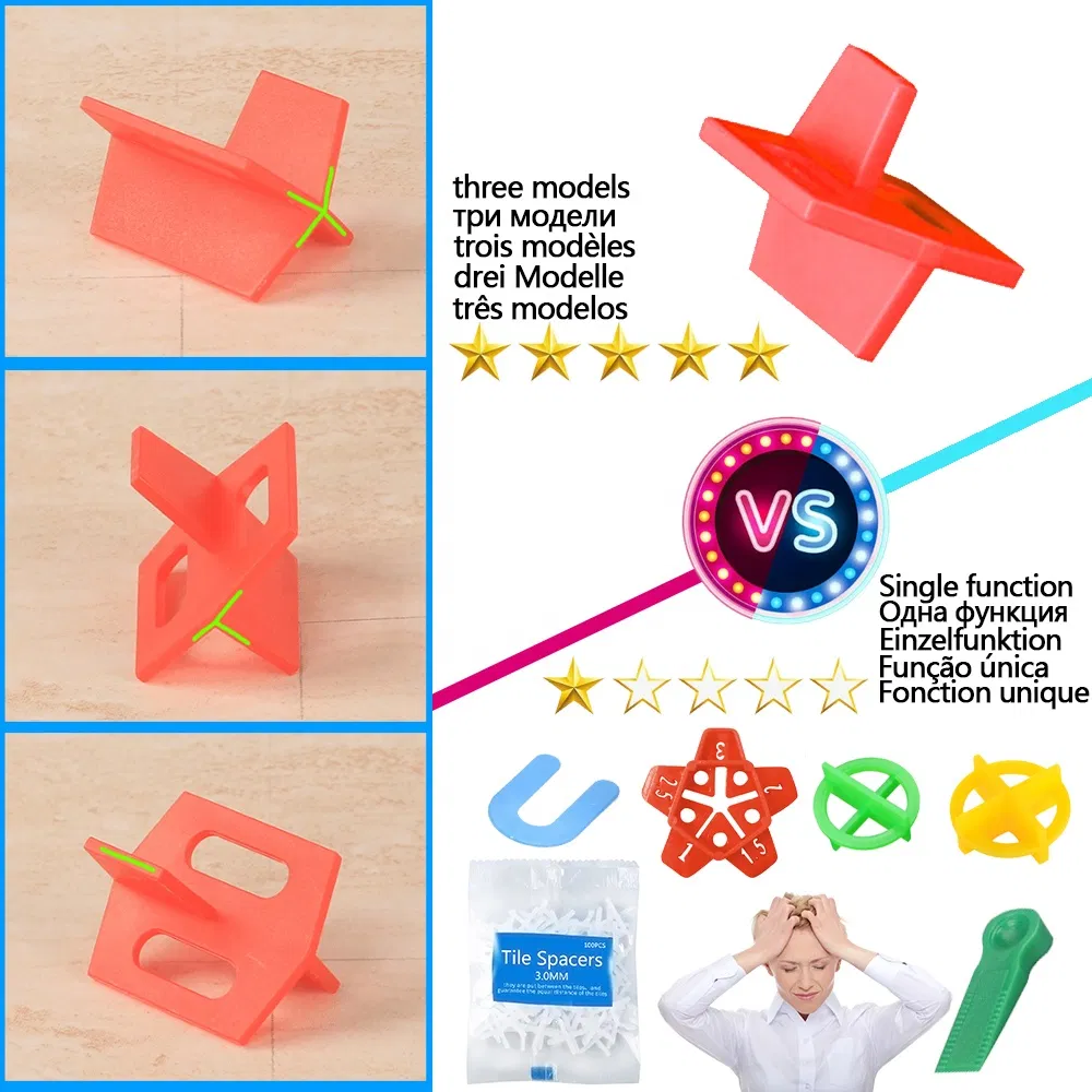 Precision Tile Leveling Clips - 100 Pack for 3-12mm Tiles