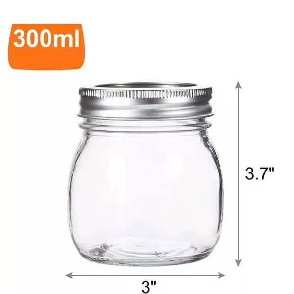 Hot Sale 300ml 10oz Glass Mason Jar with Lid for Fruit Jam Honey
