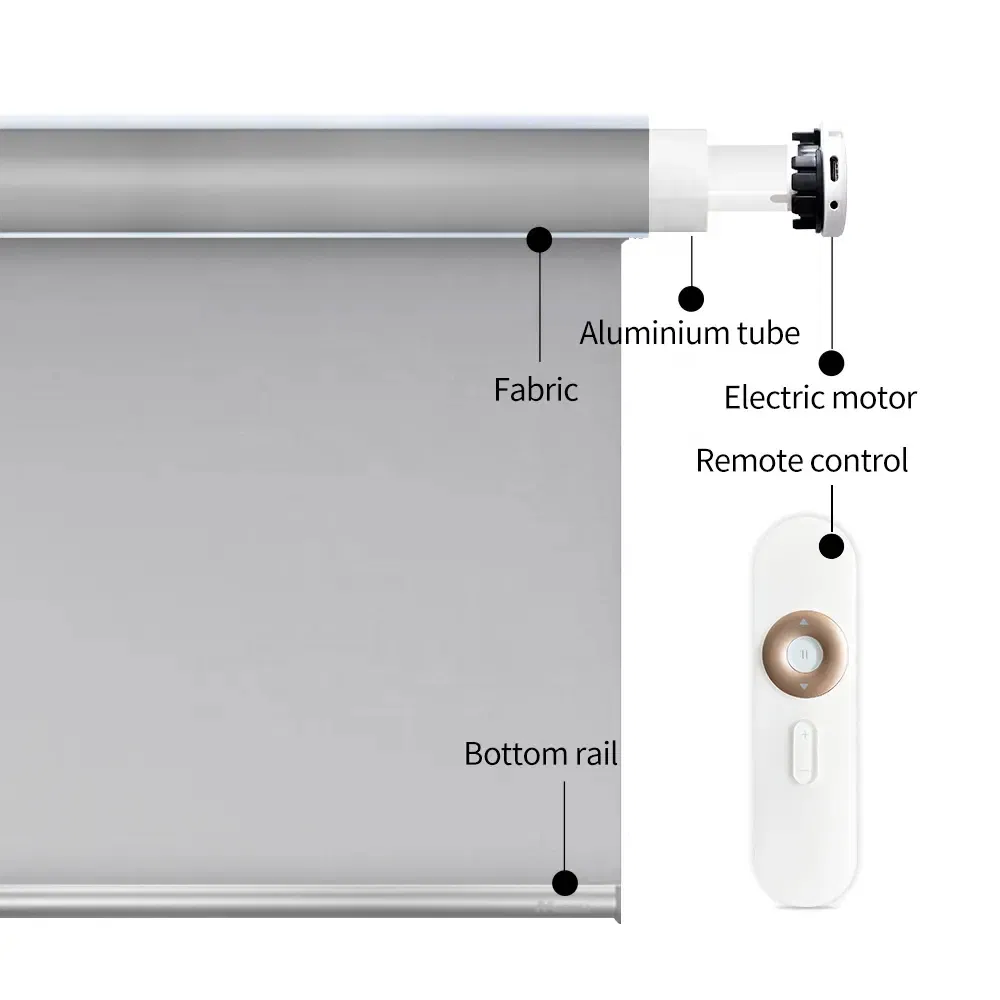 Double Layered Automated Shades Smart Window Motorized Roller Blinds Without Drilling