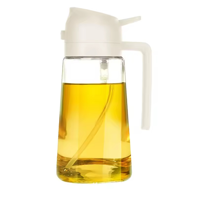 16oz/470ml Glass Olive Oil Sprayer 2-in-1 Dispenser for Air Fryer Salad BBQ Kitchen Gadgets for Cooking Glass Olive Oil Spray Bottle