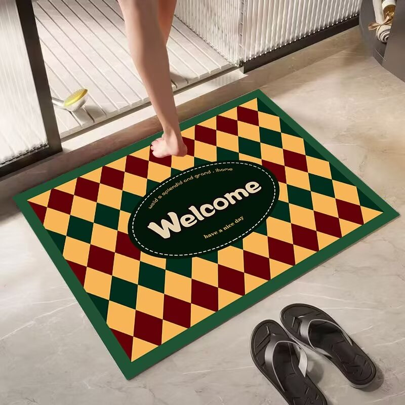 Bath Mats Water Absorbent Non-Slip Diatom Mud Bathroom Floor Carpet Rubber Mat