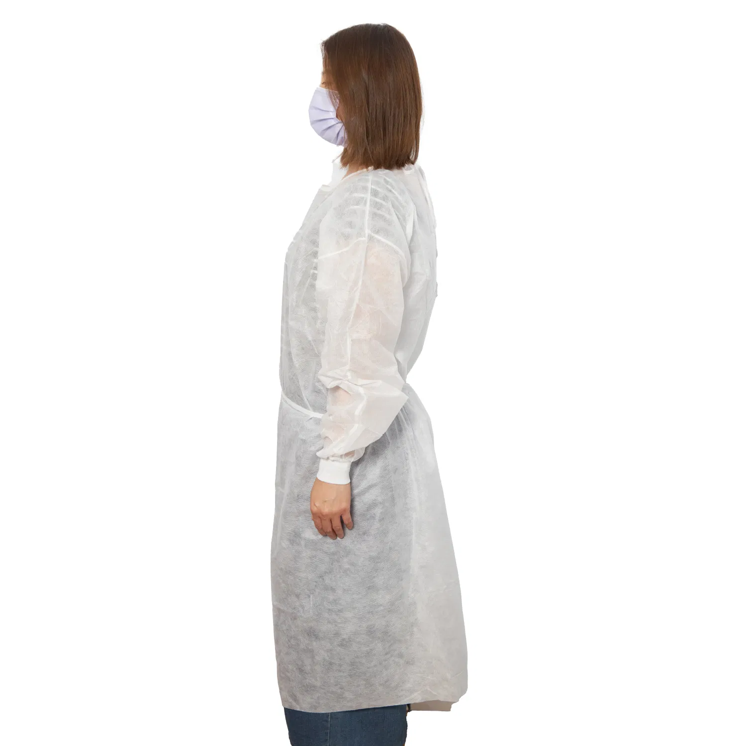 Disposable Garments Non Woven Isolation Gown with Knitted / Elastic Cuffs