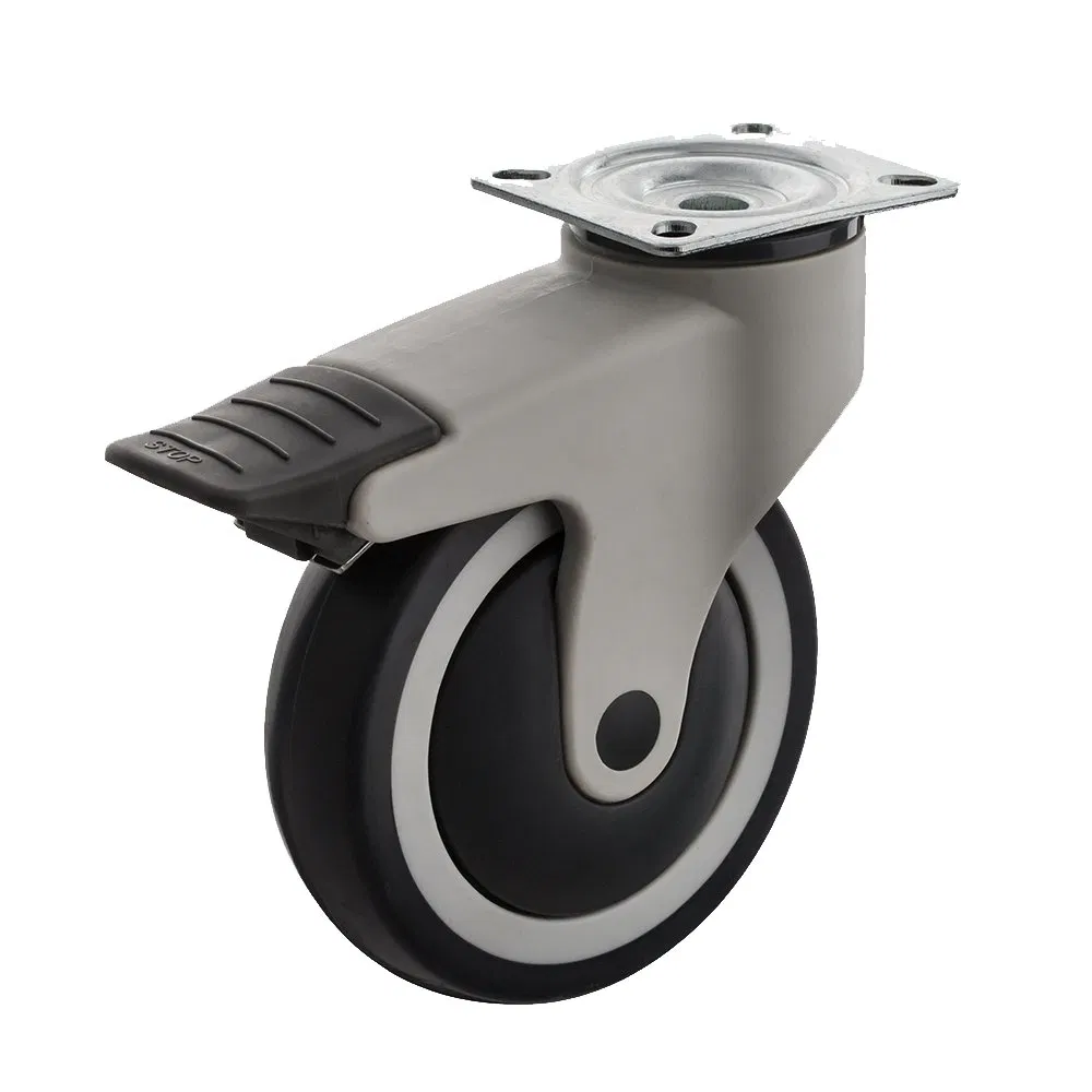 4in High Quality Medical Caster Wheels with Nylon Housing and Screw Swivel with Brake