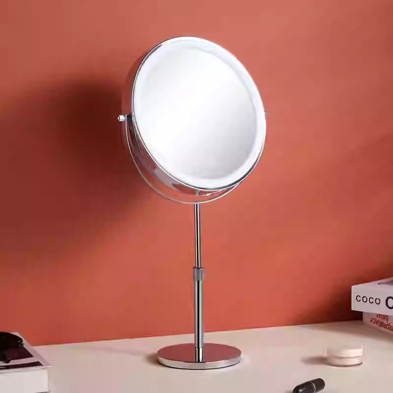 Wholesale Touch-Sensitive Smart LED Vanity Mirror with Adjustable Height, Dual-Sided Magnification, and Dimmable Lighting for Beauty Salons and Home Use