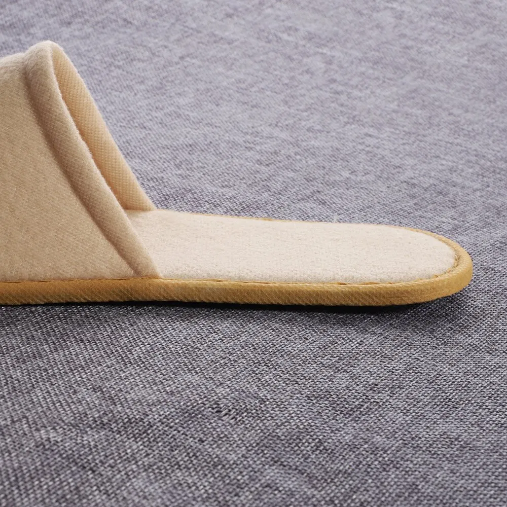 Yellow Napped Fabric Slipper with Anti Slip Sole