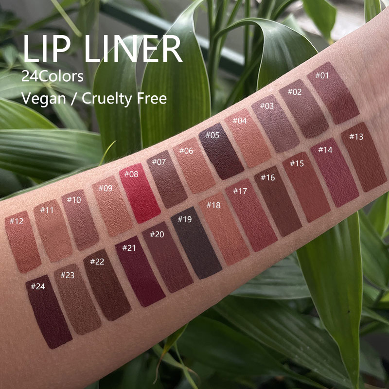 Private Label Vegan Natural Waterproof Lip Liner Brown Lip Liner High Pigmented Matte Lipliner Pencil