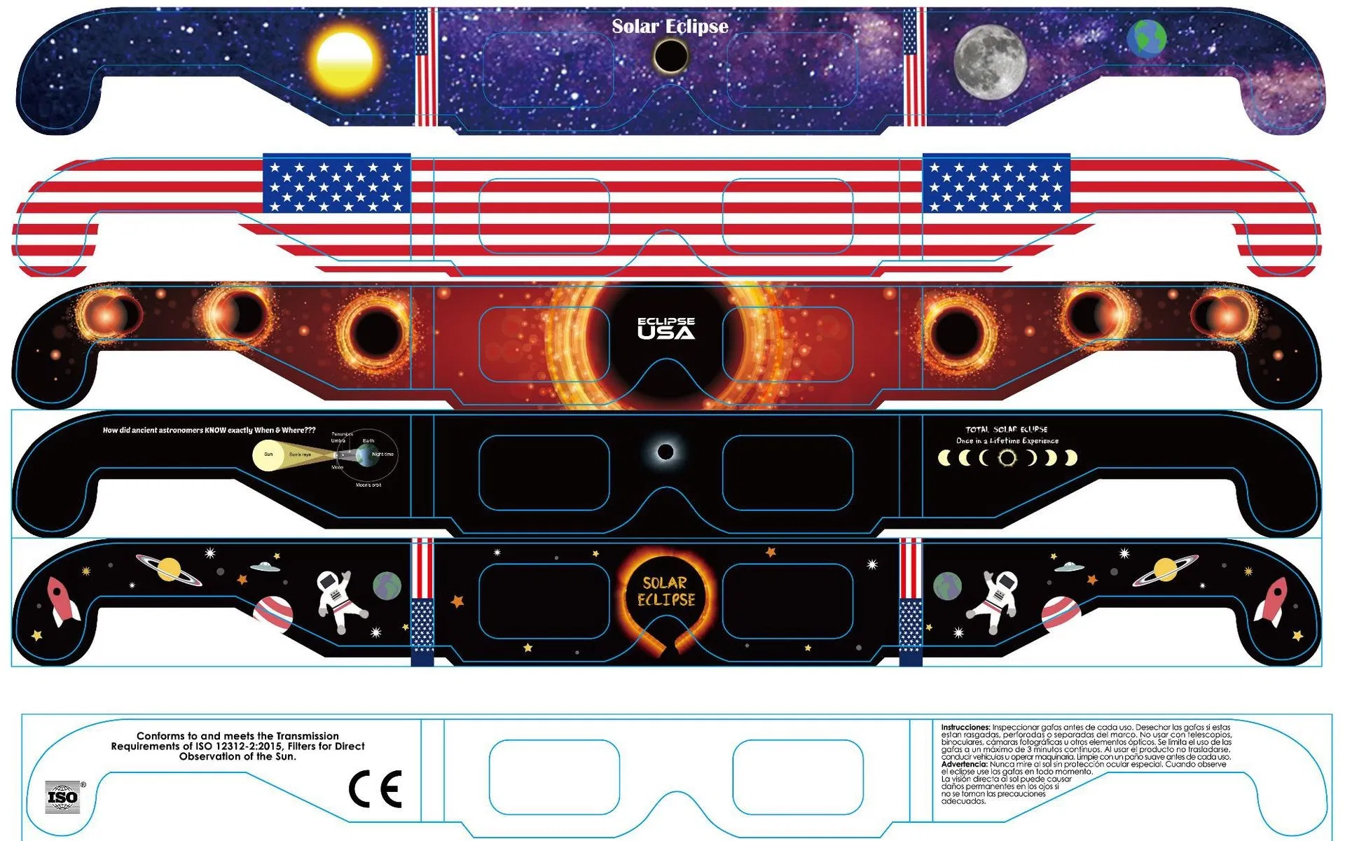 3D Paper Safe Solar Glasses Solar Eclipse Viewing Glasses