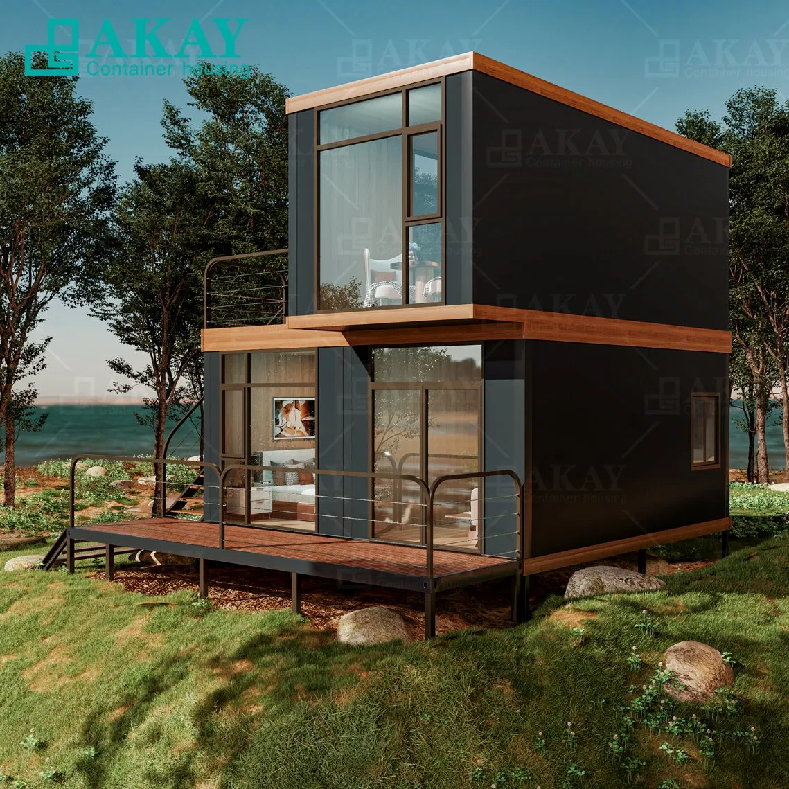 Akay Luxury Prefabricated-Building Living Duplex Apartment Factory Custom Casa Modular Prefabricada Portable Container House