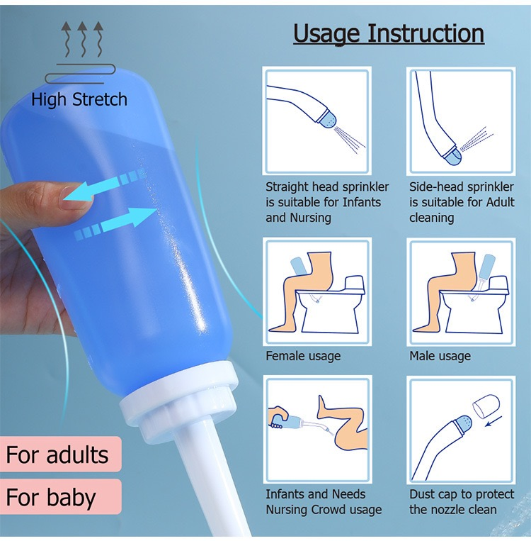 Factory Wholesale 500ml Portable Travel Bidet Vaginal Cleaner Bidet Sprayer Bottle