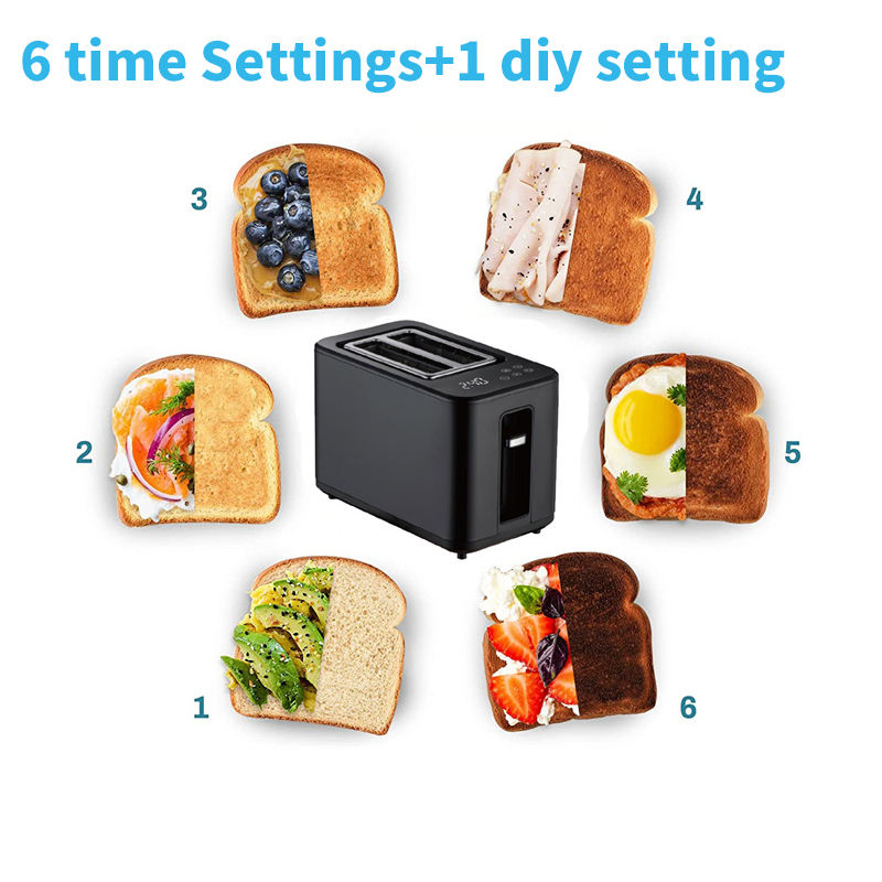 Custom Function High End 7 Level Control Black Sandwich Maker Stainless Steel Toaster with LED Display