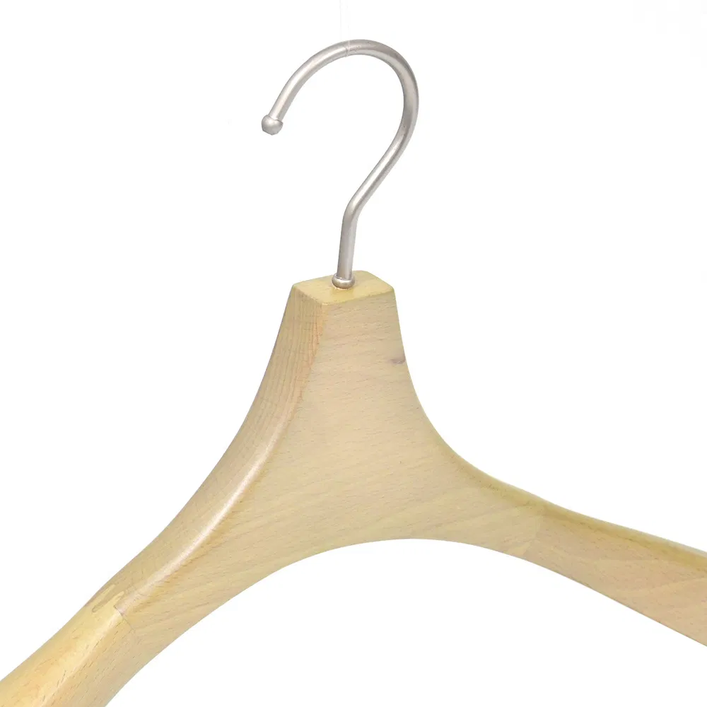 Luxurious Top Natural Wooden Clothes Hangers with Wide Shoulder and Customized Logo for Clothing Store/Garment Display/Hotel/Dorm/Home Use Suit/Coat/Dresses