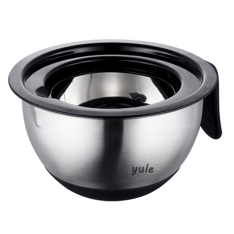Amazon Hot Sale Stainless Steel Mixing Bowl with Airtight Lids Grater Non-Slip Bottoms Handle