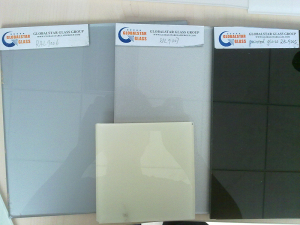 White, Grey and Black Painted Glass for Decoration