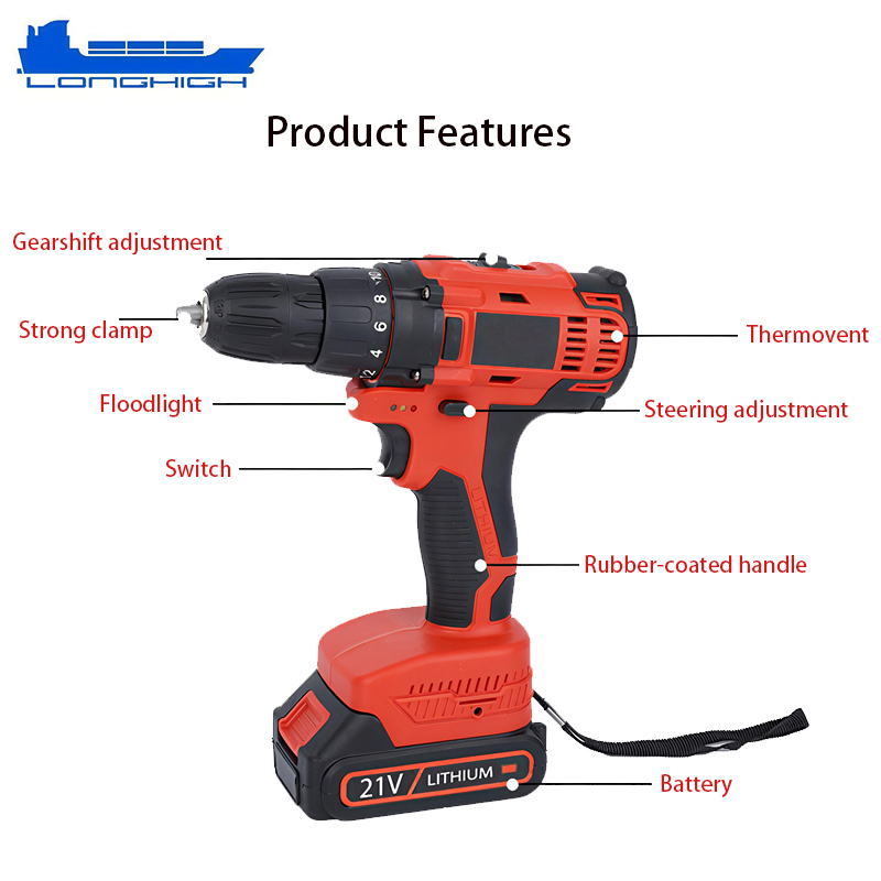 Аккумуляторная дрель-шуруповерт T-Rex LH-ED06, 21В