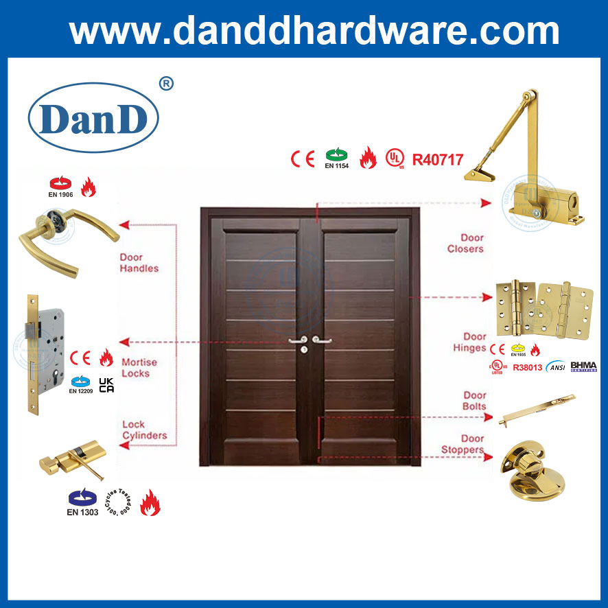 CE Golden Fire Rated Security Mortise Lock Hinge ANSI Door Closer Barn Handle UL Panic Bar Furniture Construction Building Brass Glass Shower Window-Hardware
