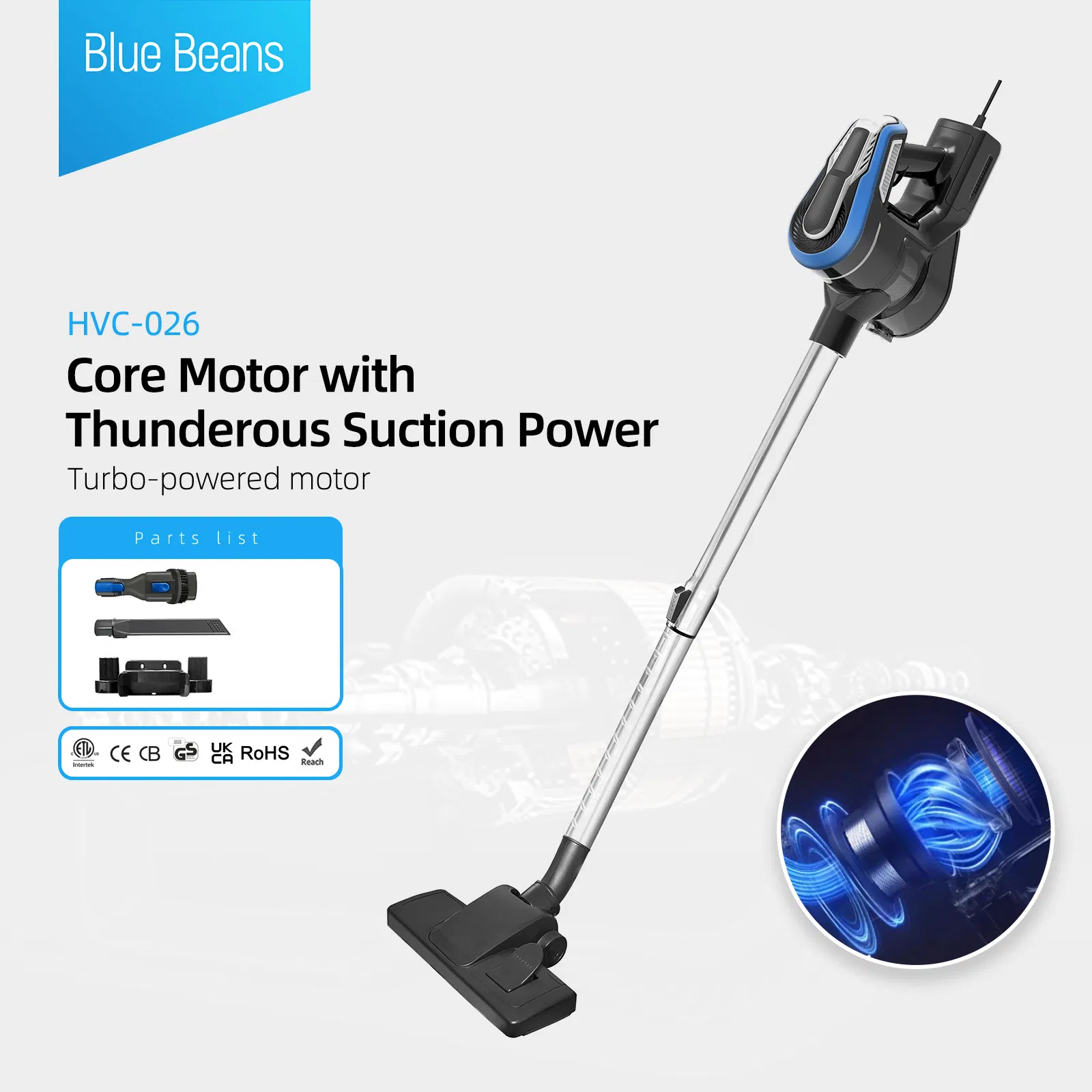 Turbo-Powered 600W Corded Vacuum Cleaner – 900ml Large Dust Cup